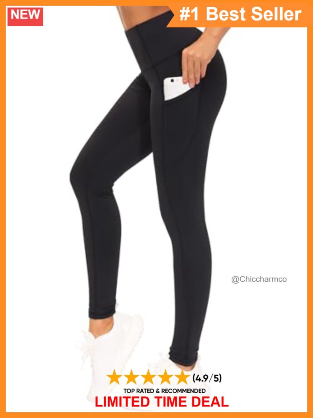 High Waist Yoga Leggings Tummy Control Workout Pants with Pockets